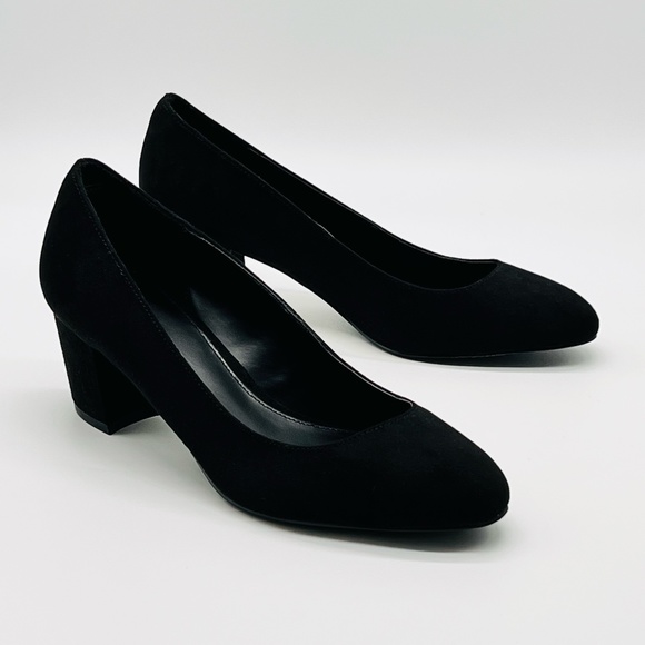 JustFab Shoes - JF JustFab Caroline Black Form Foam 2” Pumps Block Heel Comfort Womens Size 7.5